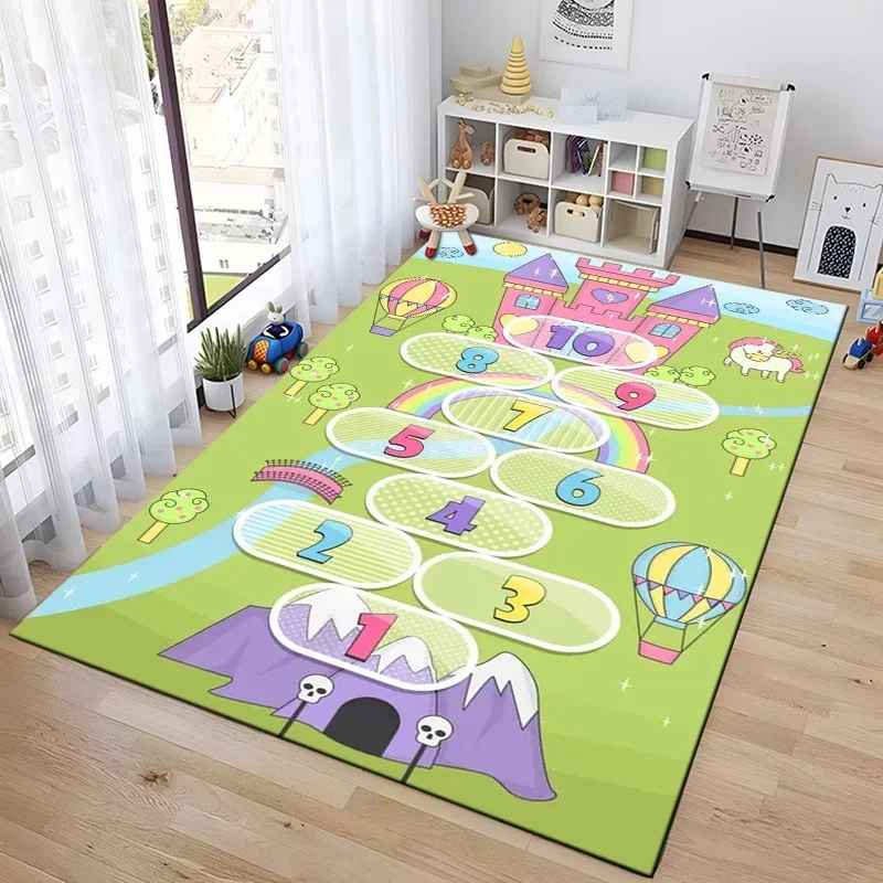 Play Mat Hopscotch Indoor Cartoon Parent-child Game Decoration Carpet Bedroom Bedside Children's Number Game Room Decoration