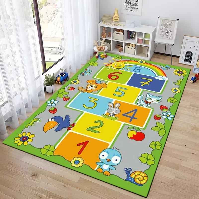 Play Mat Hopscotch Indoor Cartoon Parent-child Game Decoration Carpet Bedroom Bedside Children's Number Game Room Decoration