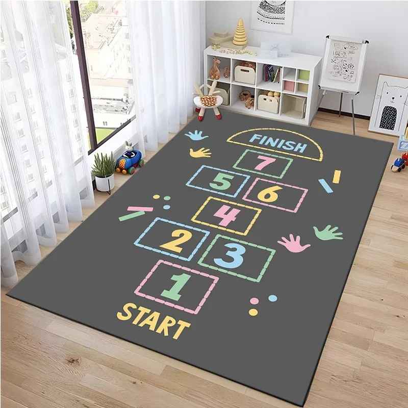 Play Mat Hopscotch Indoor Cartoon Parent-child Game Decoration Carpet Bedroom Bedside Children's Number Game Room Decoration