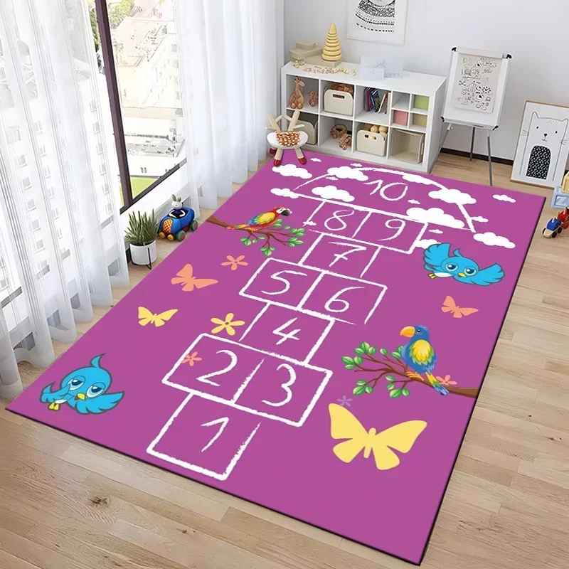 Play Mat Hopscotch Indoor Cartoon Parent-child Game Decoration Carpet Bedroom Bedside Children's Number Game Room Decoration