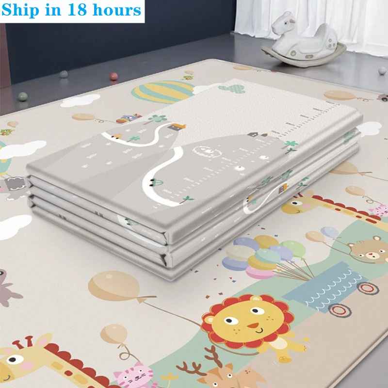 Activities Mat for Baby Non-toxic Outdoor Camping Foldable Play Mat Double-Sided Cartoon Pattern Waterproof Carpet Easy To Carry