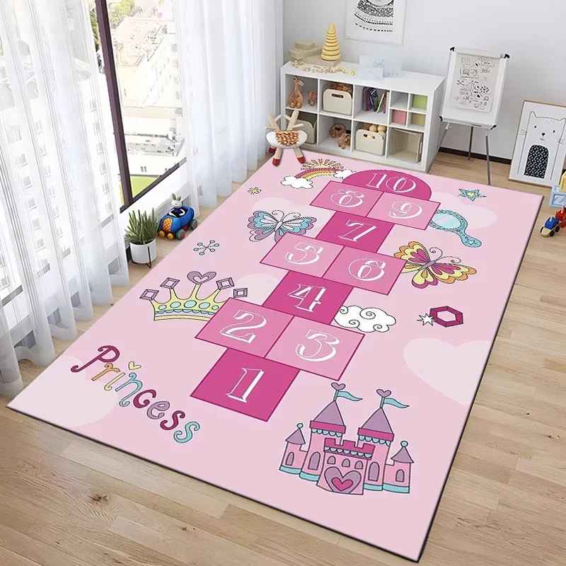 Play Mat Hopscotch Indoor Cartoon Parent-child Game Decoration Carpet Bedroom Bedside Children's Number Game Room Decoration