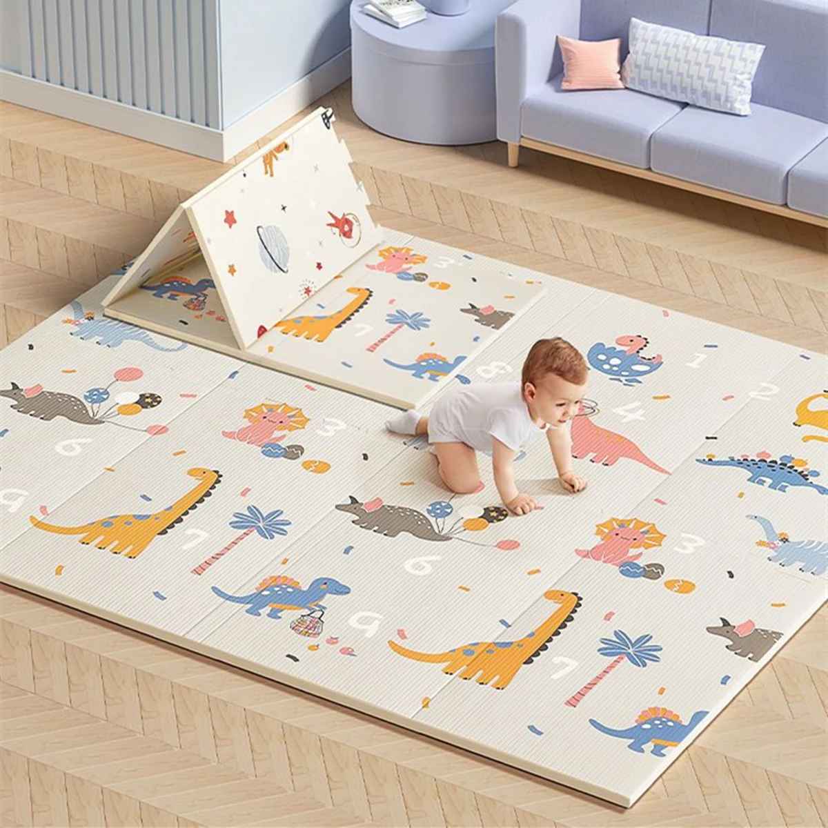 Activities Mat for Baby Non-toxic Outdoor Camping Foldable Play Mat Double-Sided Cartoon Pattern Waterproof Carpet Easy To Carry