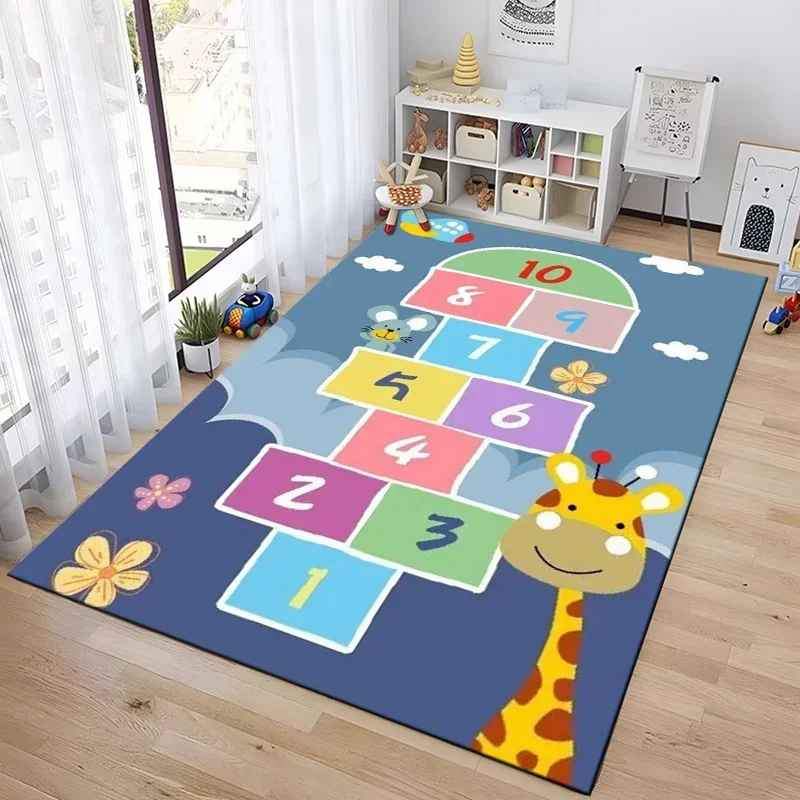 Play Mat Hopscotch Indoor Cartoon Parent-child Game Decoration Carpet Bedroom Bedside Children's Number Game Room Decoration